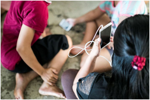 a group of people sitting on the floor