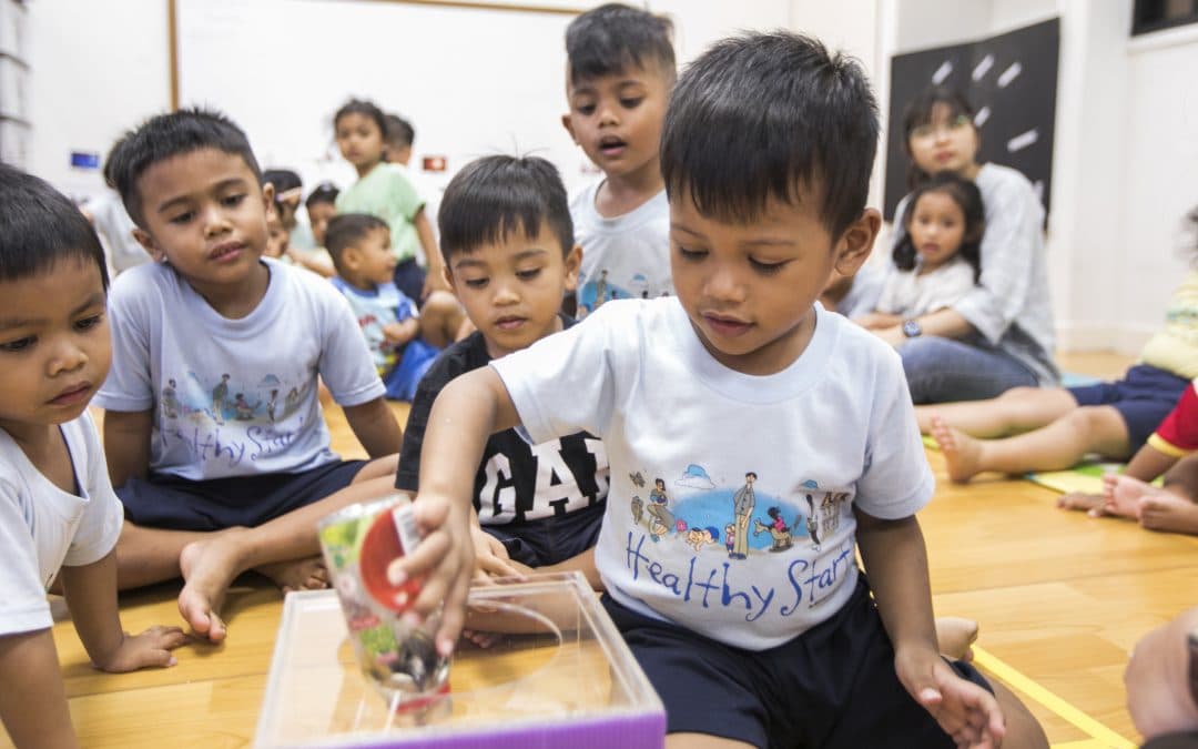 a group of kids playing